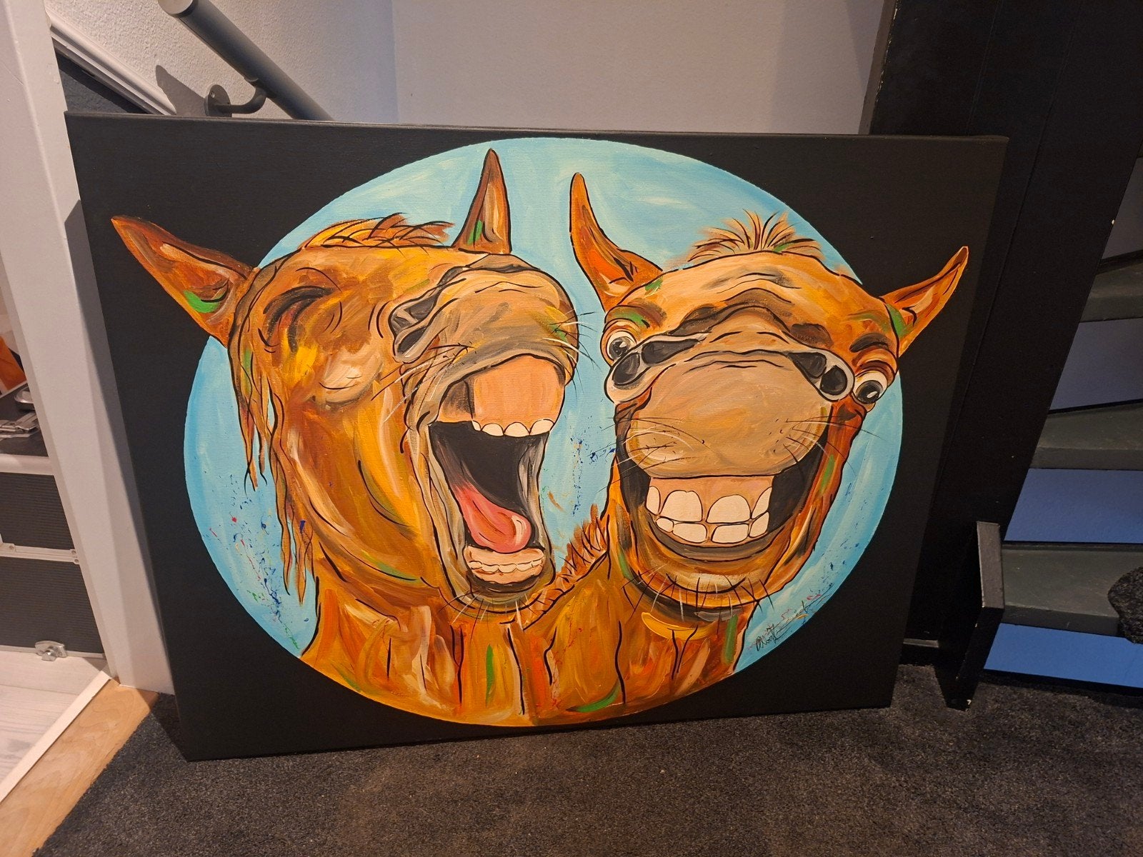 schilderij Crazy horses, Ophalen