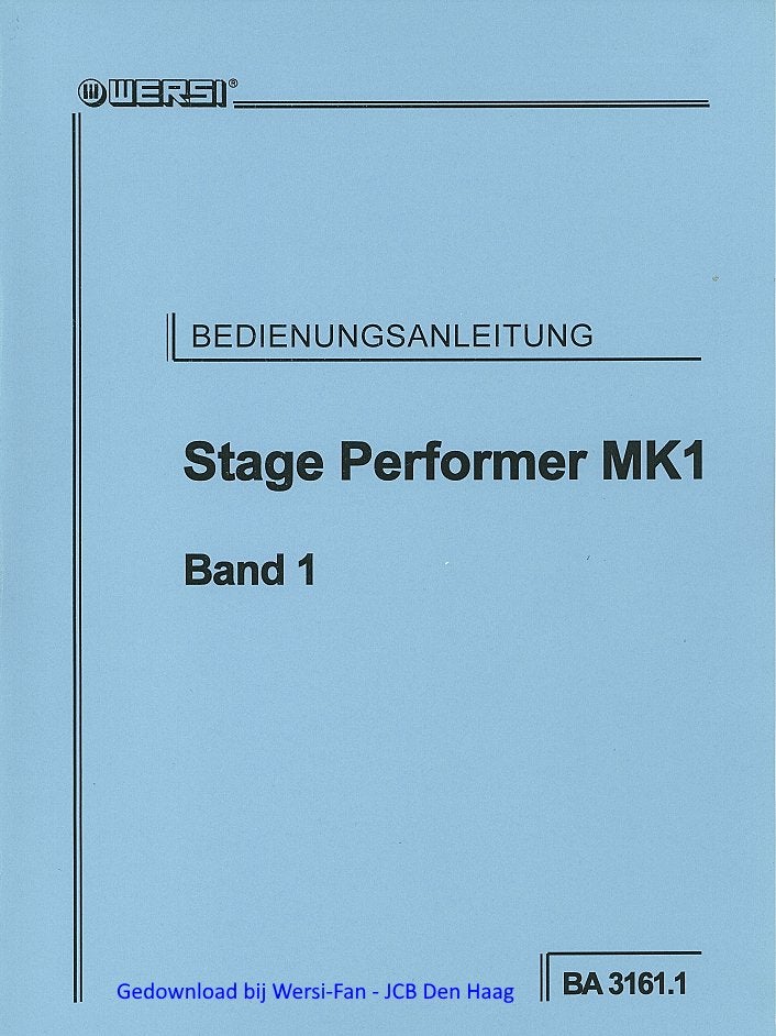 "GRATIS" Handleiding Wersi Stage Performer MK1 (Download), Muziek en Instrumenten, Orgels, Nieuw, Orgel, 1 klavier, Ophalen