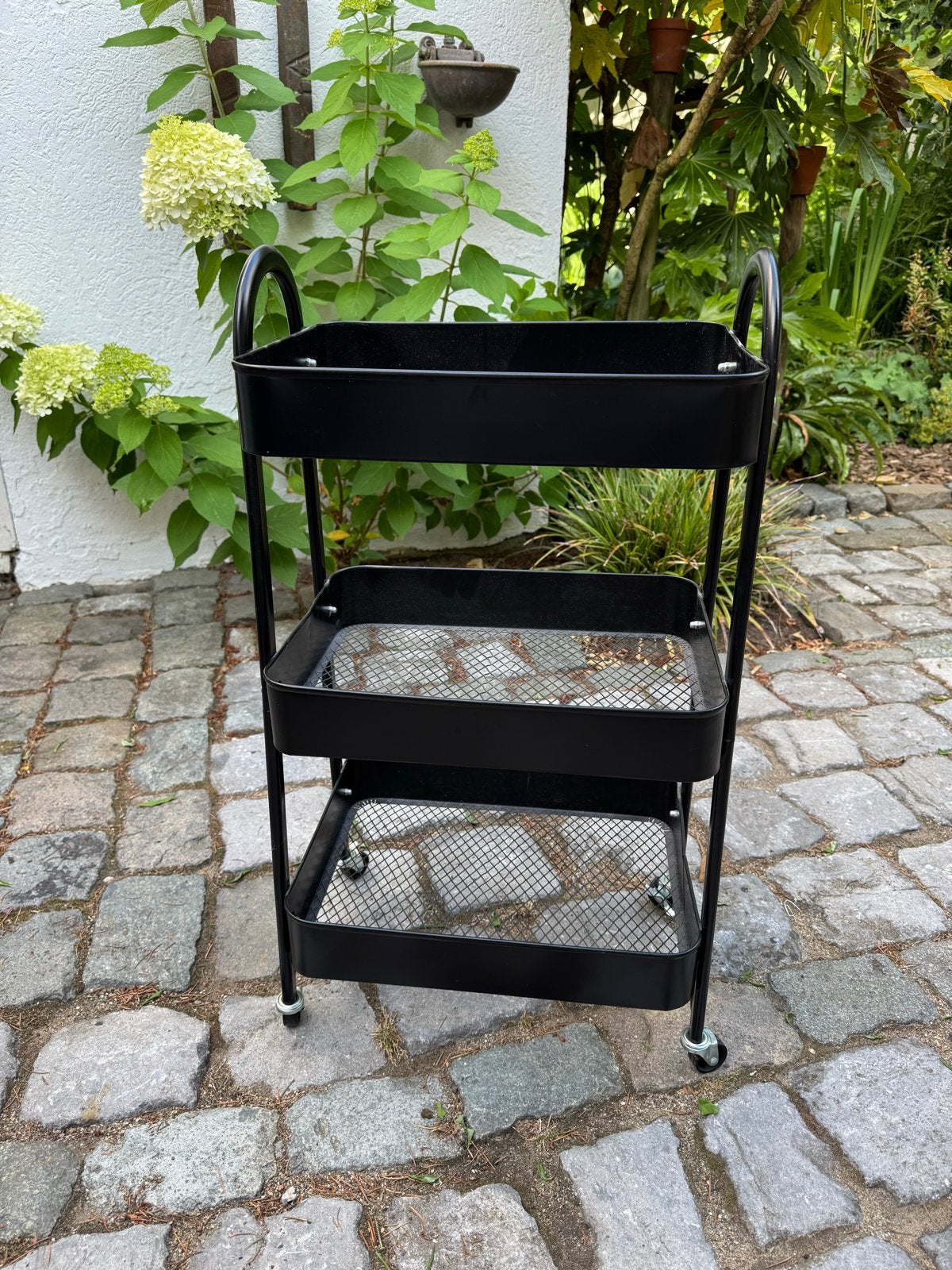 Zwart metalen trolley met 3 etages, Ophalen, Zo goed als nieuw