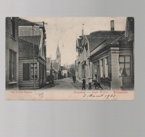 Krommenie Dorpsweg hoek Weiver Uitg A Altink, Ophalen of Verzenden, Voor 1920, Gelopen, Noord-Holland