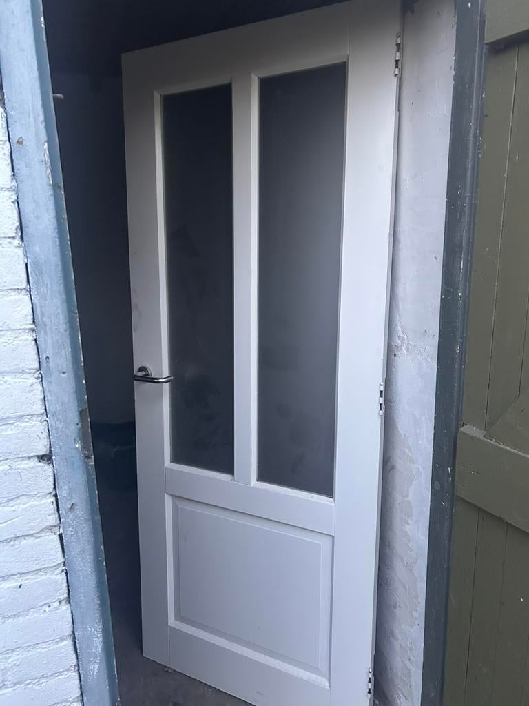 Stompe deur met glas, Gebruikt, Deurkozijn, 150 tot 225 cm, Inclusief glas