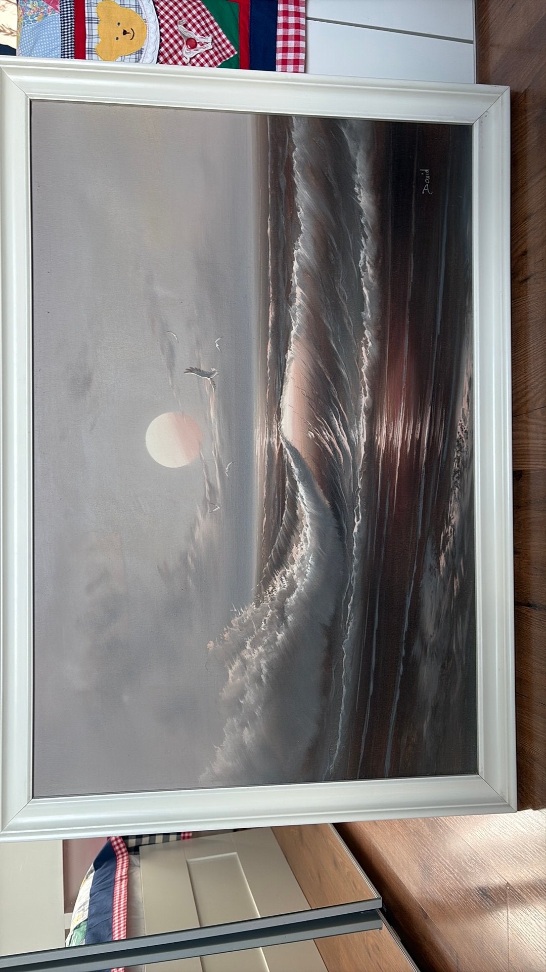Schilderij 1mt. x 70 cm. Zeezicht, Ophalen, Gebruikt