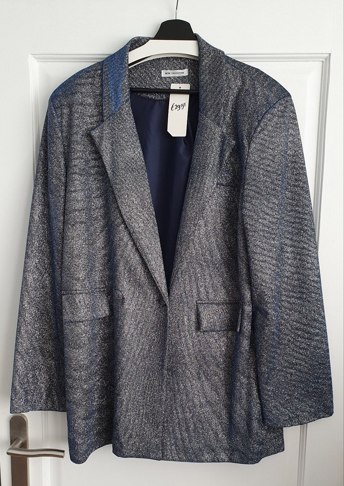 Nieuwe blauwe glitter blazer – one size t/m maat 48, Kleding | Dames, Ophalen, Blauw, Maat 46/48 (XL) of groter, Nieuw