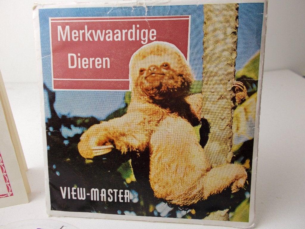 1958 VIEWMASTER 3 REELS. MERKWAARDIGE DIEREN + NL Boekje!