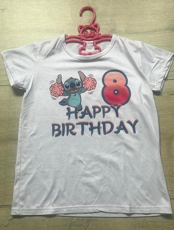 Zgan verjaardags shirt stitch 8 jaar, Ophalen of Verzenden, Zo goed als nieuw, Meisje, Shirt of Longsleeve