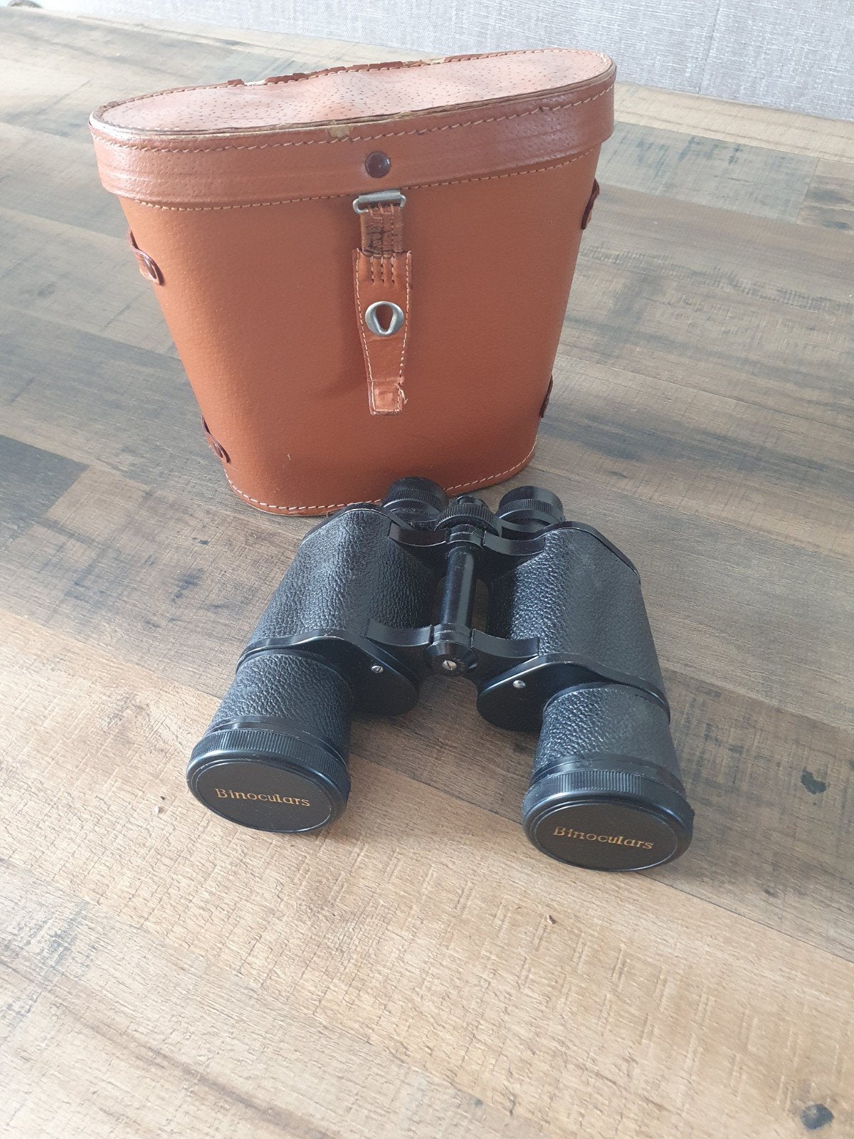Vintage verrekijker 7x50 met leren tas, Gebruikt, Minder dan 8x, Met hoes of tas, Porro (met knik)