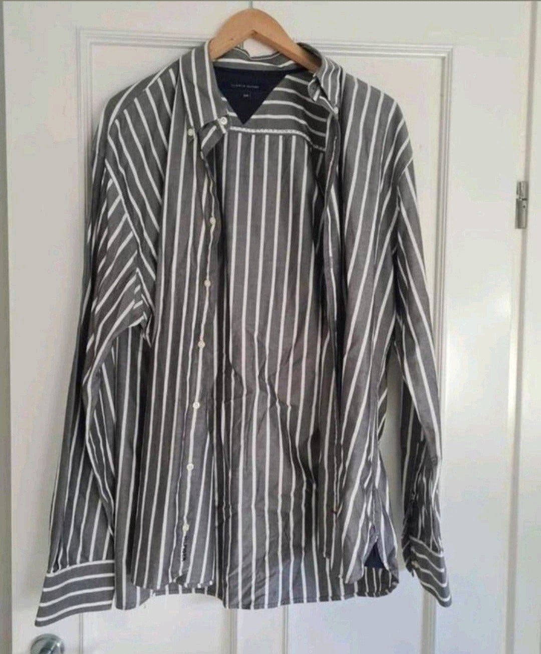 Tommy Hilfiger blouse grijs/wit XXL, Kleding | Heren, Overhemden, Tommy Hilfiger, Ophalen of Verzenden, Zo goed als nieuw, Overige halswijdtes