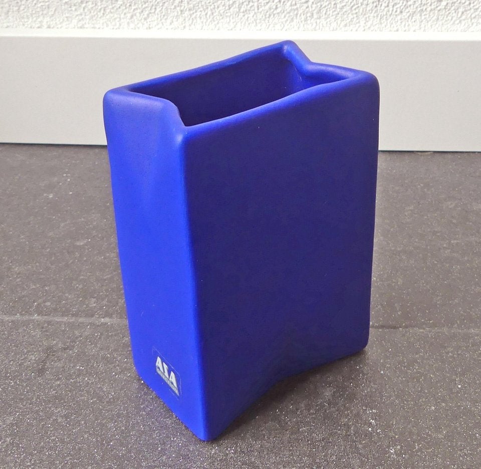 ASA vaas vintage vaasje mat blauw origami West-Germany, Gebruikt, Blauw, 14 cm, Ophalen of Verzenden