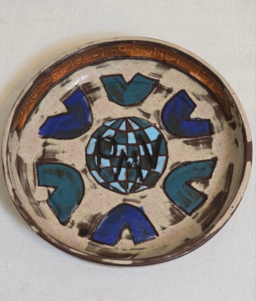 Vintage schaal Henk potters keramieken schaal Brussel 1962, Ophalen