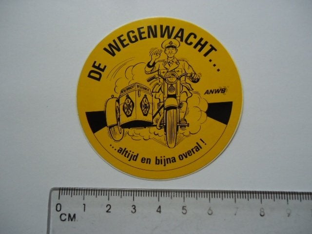 sticker oud WW ANWB Wegenwacht strip zijspan motorfiets -, Verzenden, Zo goed als nieuw, Bedrijf of Vereniging