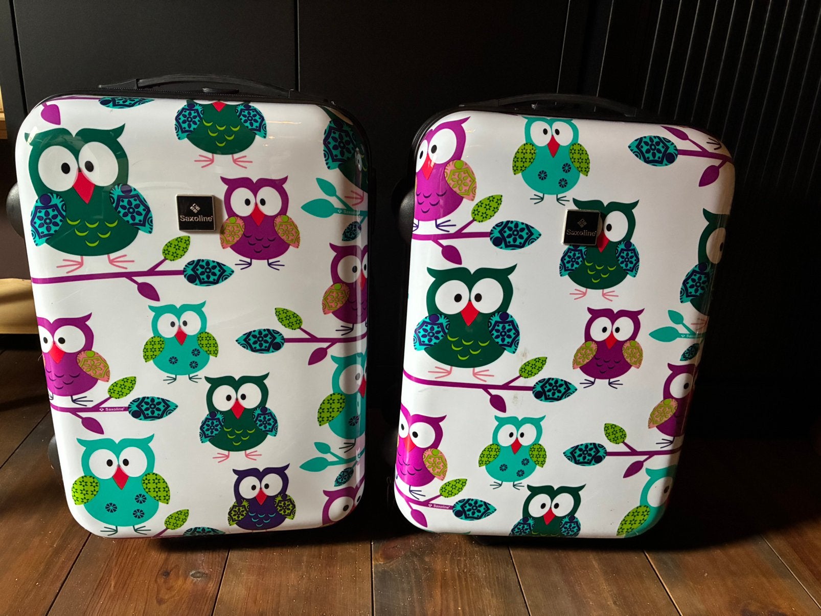 Saxoline rolkoffer uilen 55cm, 50 tot 60 cm, Hard kunststof, Zo goed als nieuw, 35 tot 45 cm