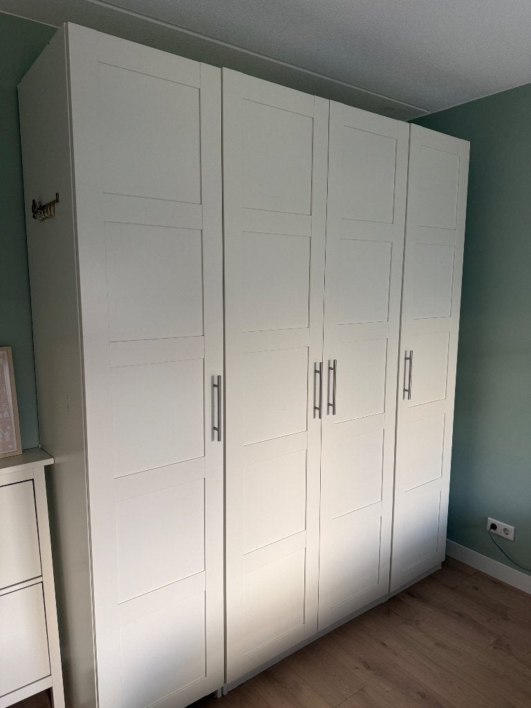 IKEA PAX kledingkast wit – 200 x 236 cm – 4 deuren, Ophalen, Gebruikt, 200 cm of meer, Met lade(s)