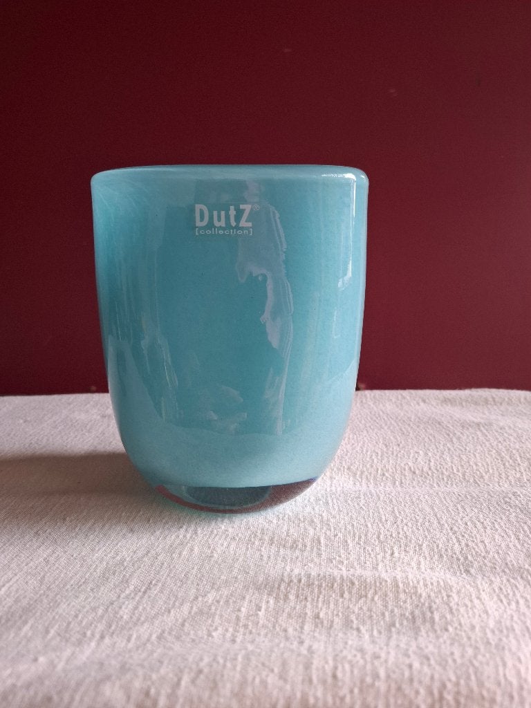 Dutz Collection Glazen Vaas - Turquoise, Huis en Inrichting, Woonaccessoires | Vazen, Ophalen of Verzenden, Zo goed als nieuw