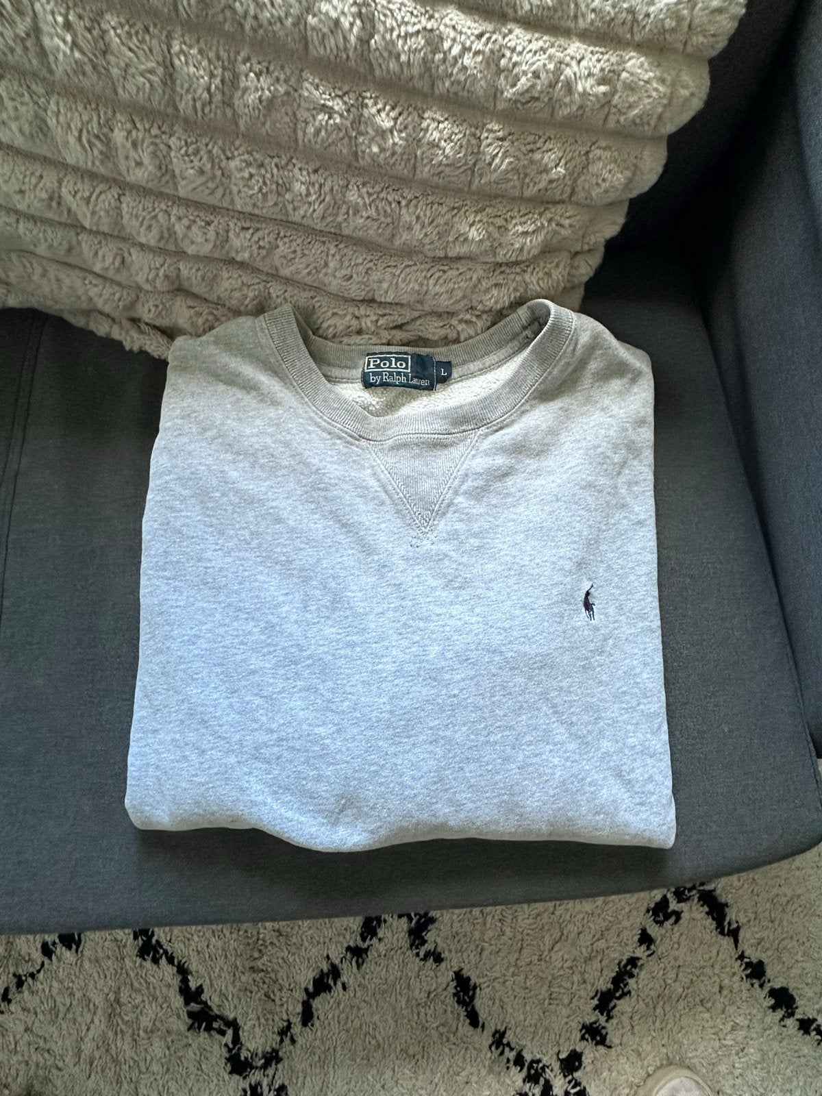 Polo Ralph Lauren sweater grijs maat L, Ophalen of Verzenden, Zo goed als nieuw, Maat 52/54 (L), Grijs