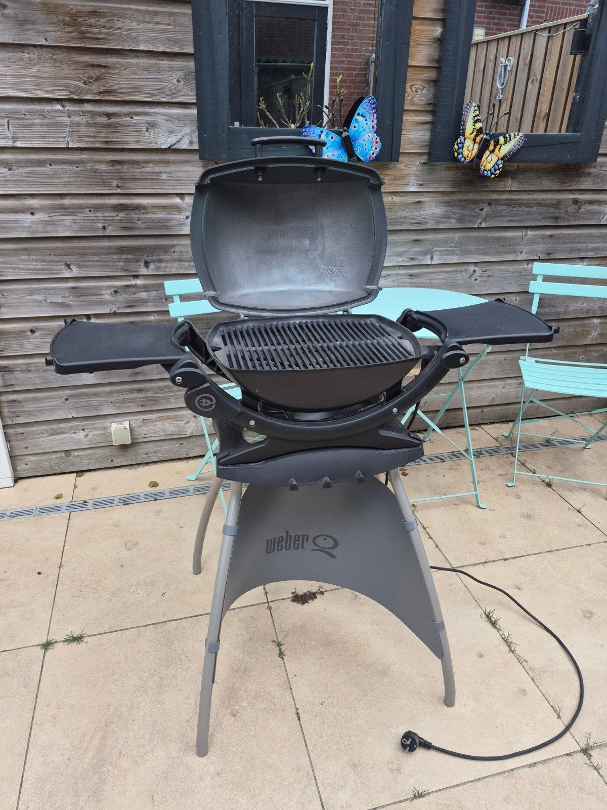 Weber Q1400 elektrische barbecue met onderstel, Tuin en Terras, Elektrische barbecues, Ophalen, Gebruikt, Weber