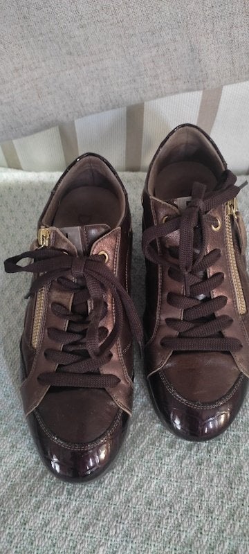 DL Sport damessneaker, bruin leer, maat 37, Bruin, Verzenden, Sneakers of Gympen, Zo goed als nieuw
