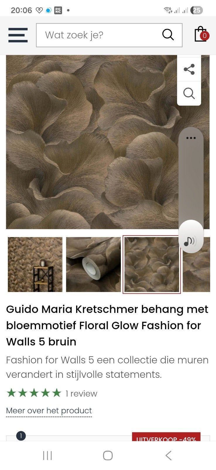 1 rol Maria Kretschmer Behang Bloemmotief Floral Glow Bruin, Ophalen of Verzenden, Minder dan 10 m², Bruin, Bloemmotief, Modern, Luxe