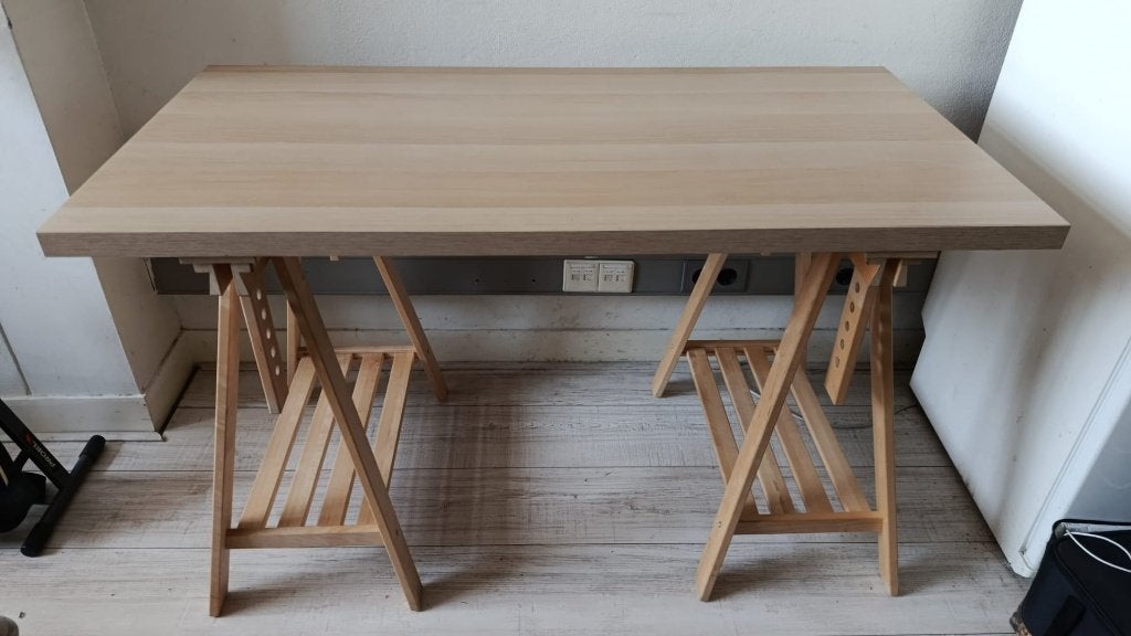 Office desk - adjustable height, Ophalen, 120 cm, Scandinavisch, Hout