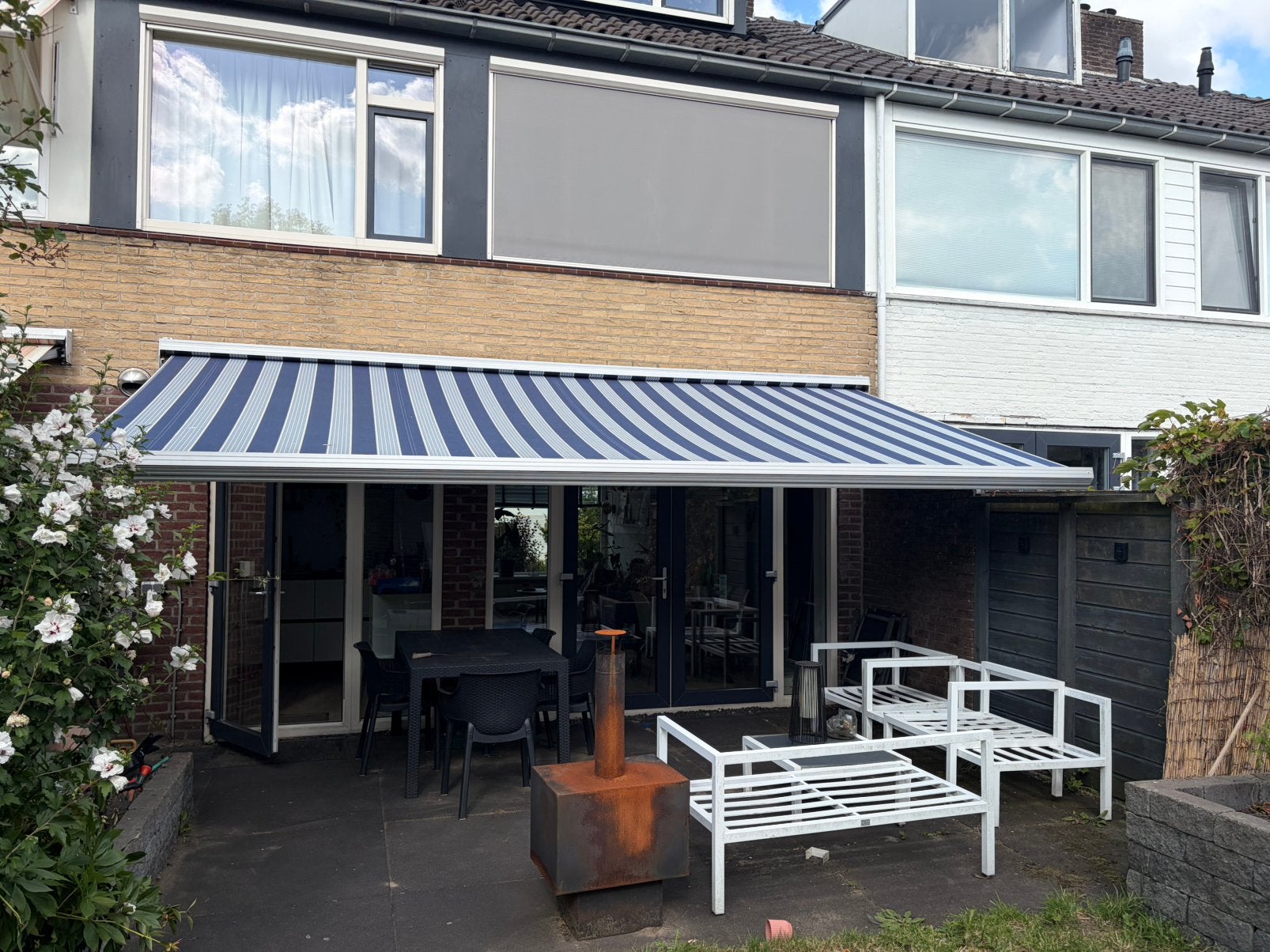 Electrisch zonnescherm breedte 550, Ophalen, 450 cm of meer, Elektrisch, Zo goed als nieuw