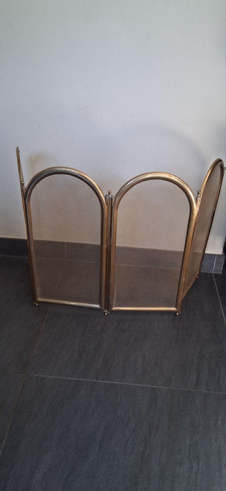 Vintage Messing Haardscherm - Drievoudig Opvouwbaar, Ophalen