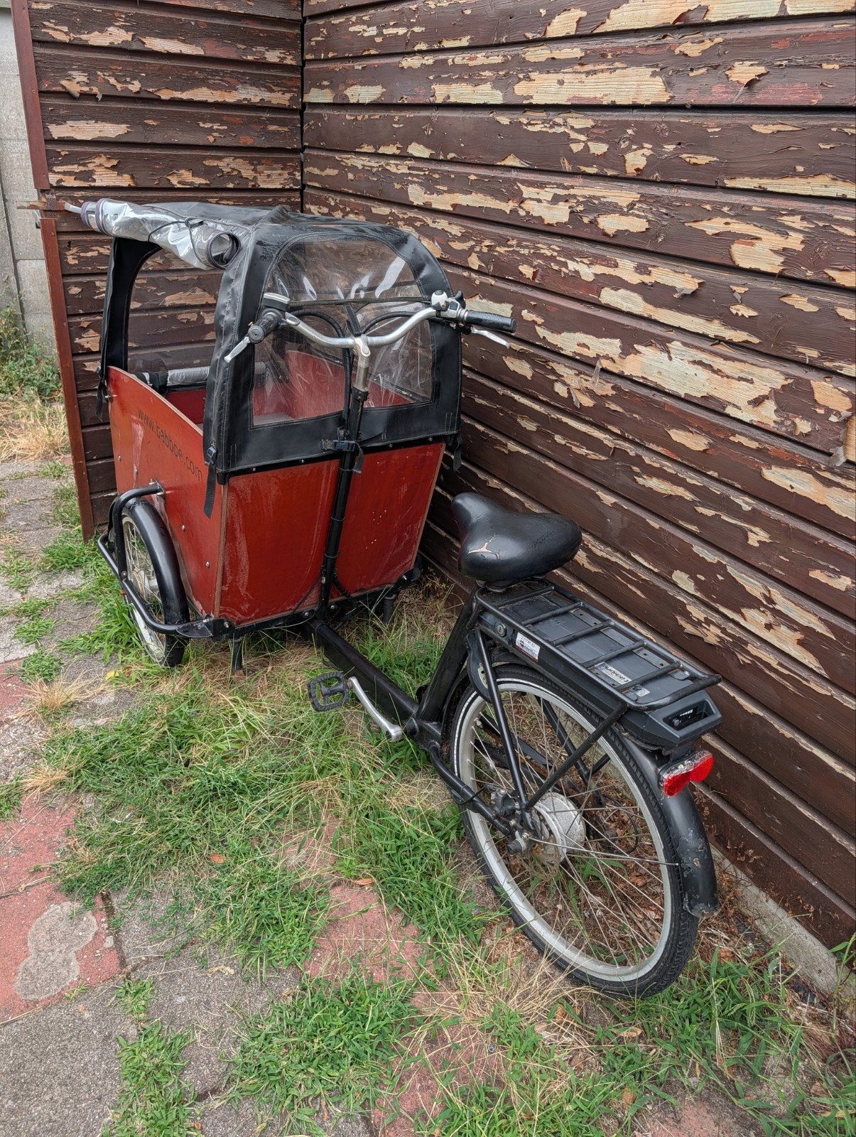 babboe big elektrische bakfiets, 4 kinderen of meer, Gebruikt, Huif, Ophalen