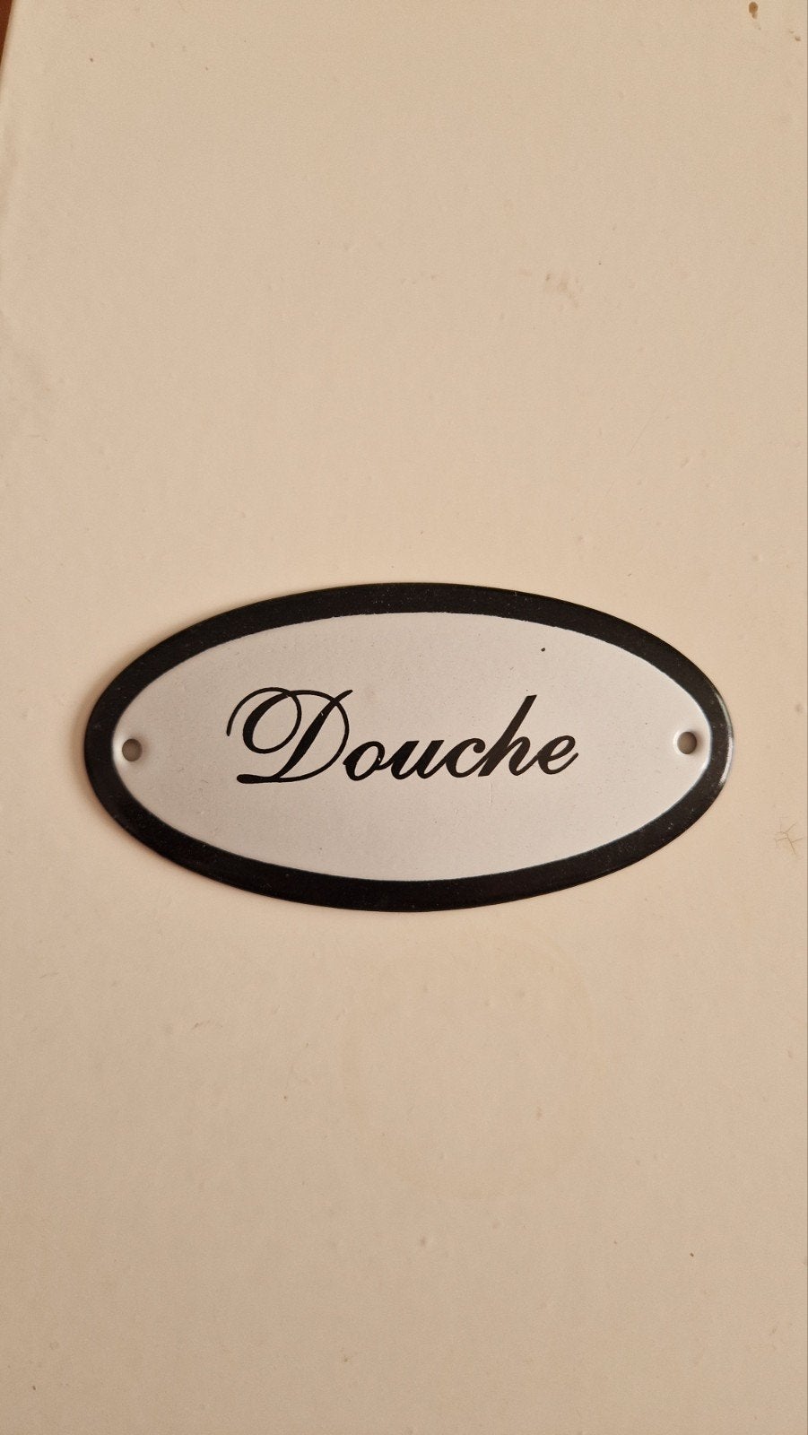 Vintage 'Douche' bordje - Emaille, Vintage, Gebruikt, Ophalen of Verzenden, Metaal
