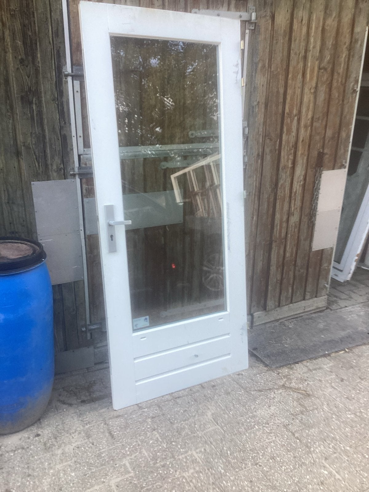Hardhouten achterdeur met dubbel glas en 3-puntssluiting, Ophalen, 80 tot 100 cm, 200 tot 215 cm, Hout
