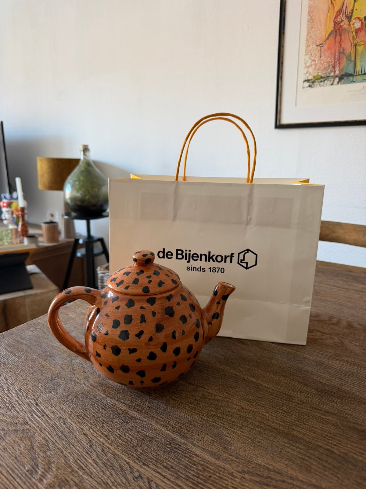 Anna + Nina Leopard Teapot, Theepot/fluitketel, Nieuw, Ophalen of Verzenden, Steen/keramiek