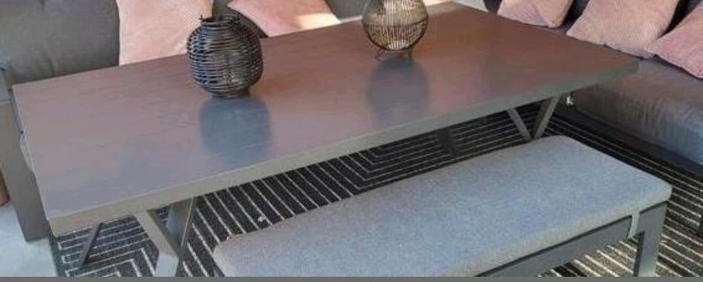 Diner lounge tafel anthraciet grijs aluminium, Tuin en Terras, Tuintafels, Ophalen, -, -, Aluminium