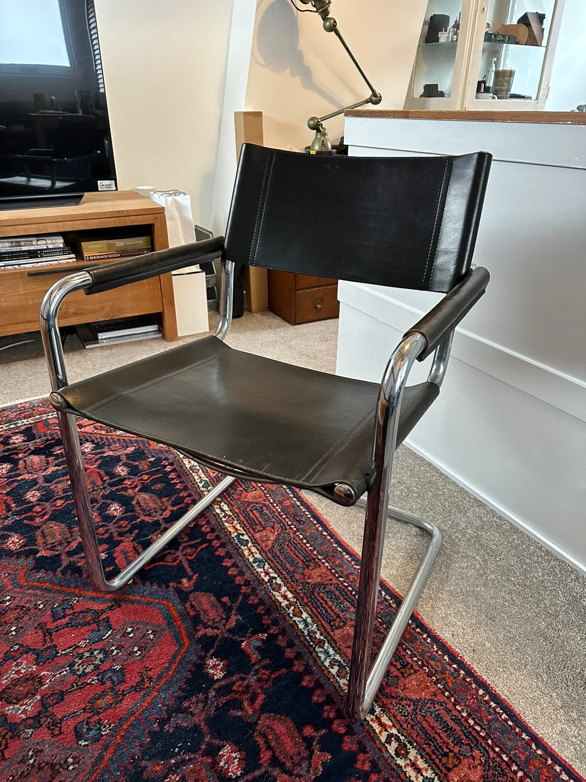 Matteo Grassi MG5 Stoel Chair Marcel Breuer Mart Stam, Ophalen, Gebruikt, Zwart, Leer