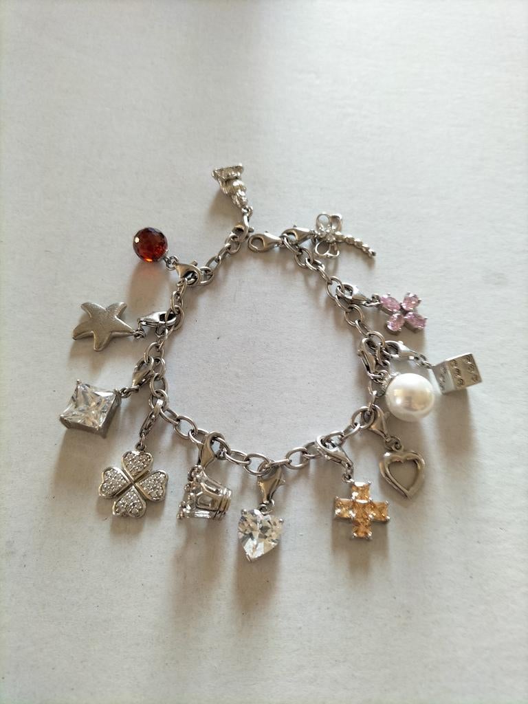 Prachtige Oude zilveren bedel armband., Sieraden, Tassen en Uiterlijk, Antieke sieraden, Verzenden, Zilver, Armband