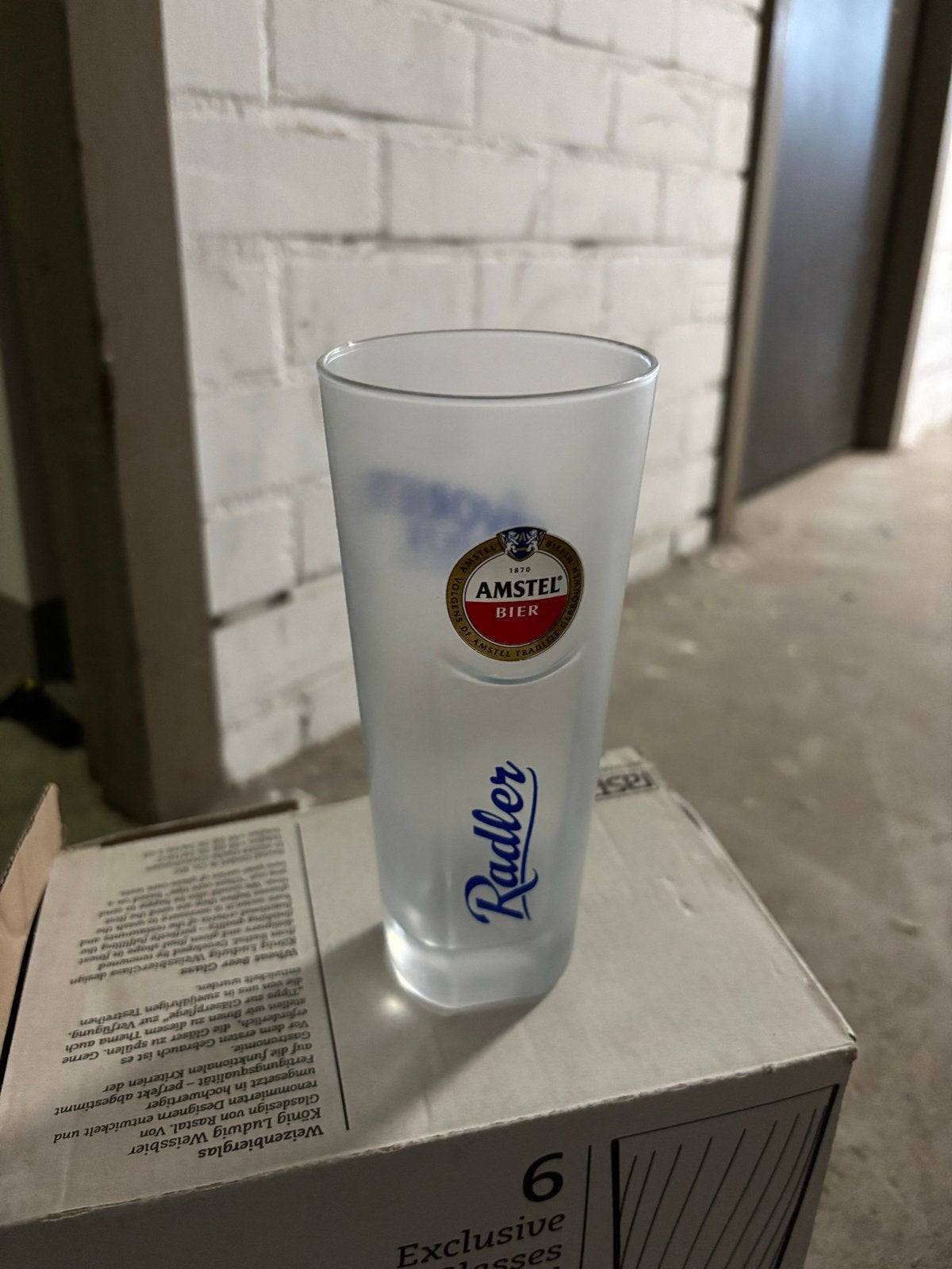 Set van 6 Amstel Radler bierglazen, Ophalen, Zo goed als nieuw, Wit, Overige merken