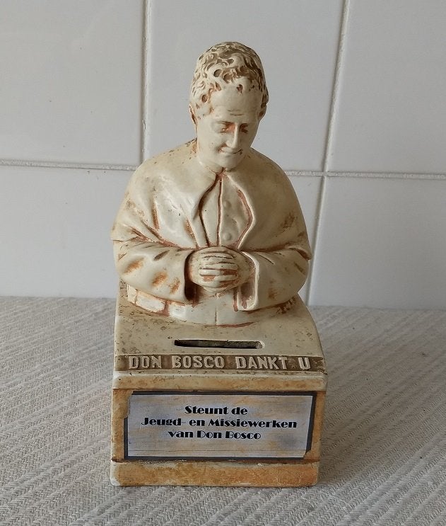 Antieke spaarpot, collectebus, missiebusje, Don Bosco, Ophalen of Verzenden