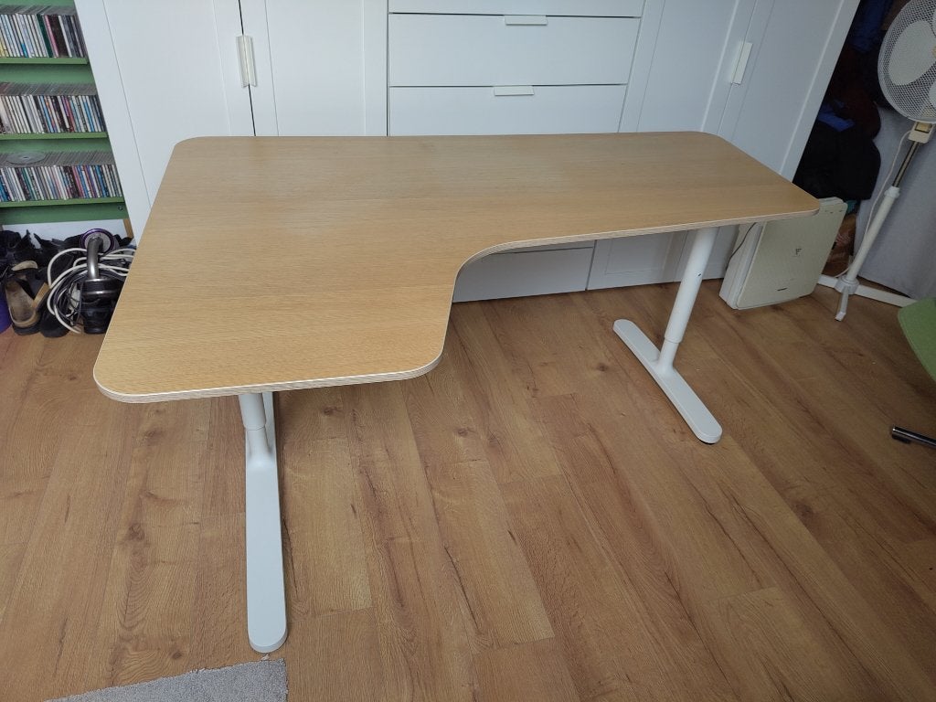 Hoekbureau in hoogte verstelbaar, Huis en Inrichting, Bureaus, Ophalen, 160 cm, Gebruikt, In hoogte verstelbaar
