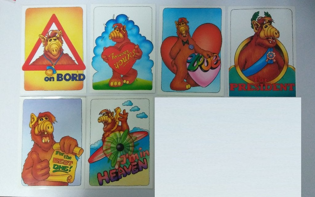 Alf Alien komedie stickerkaart kaarten stickers tv serie, Verzamelen, Verzenden, Zo goed als nieuw, Overige typen