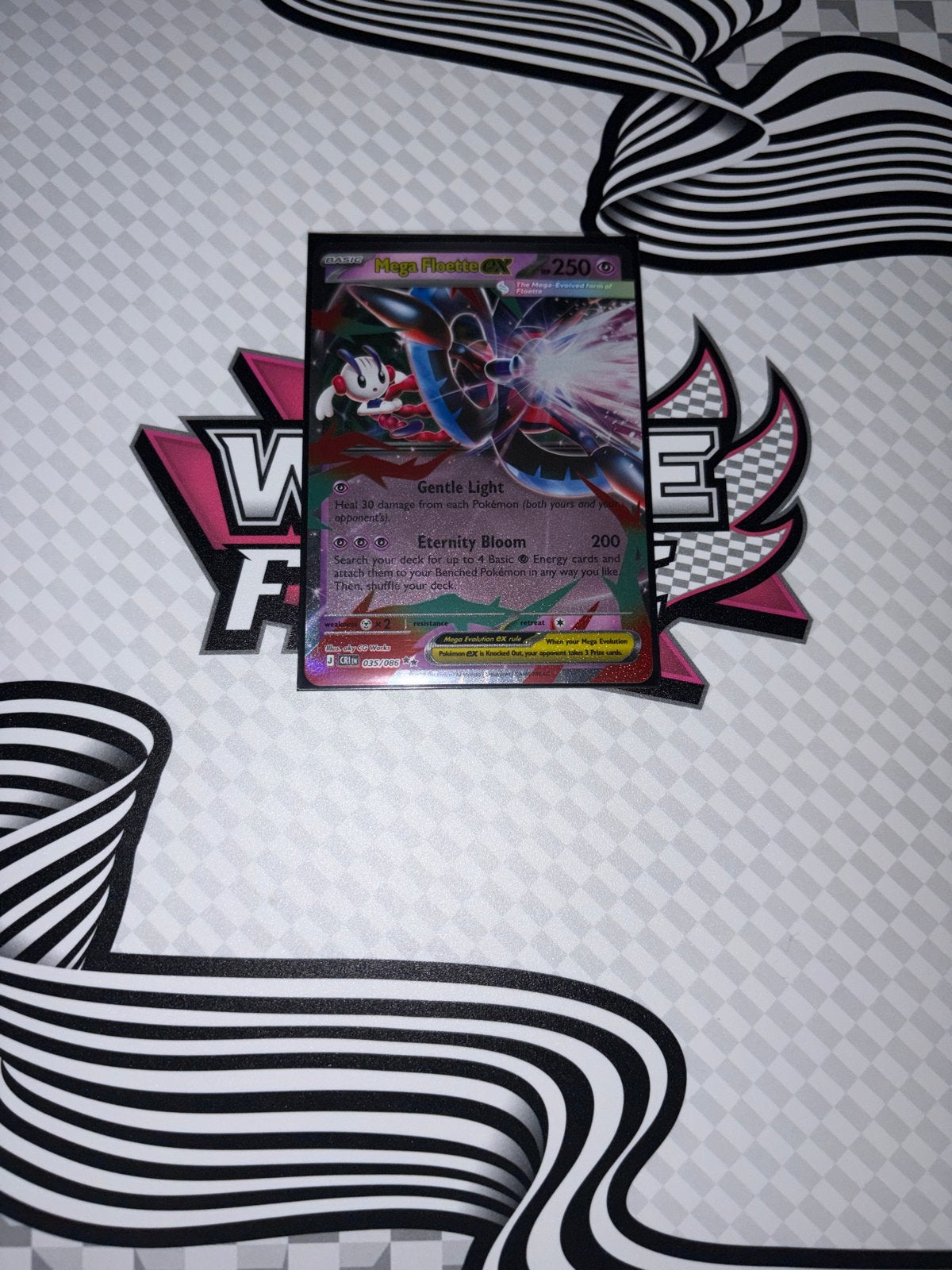Mega Florette EX Pokémon kaart - Zeldzaam en Krachtig, Ophalen of Verzenden, Zo goed als nieuw, Losse kaart