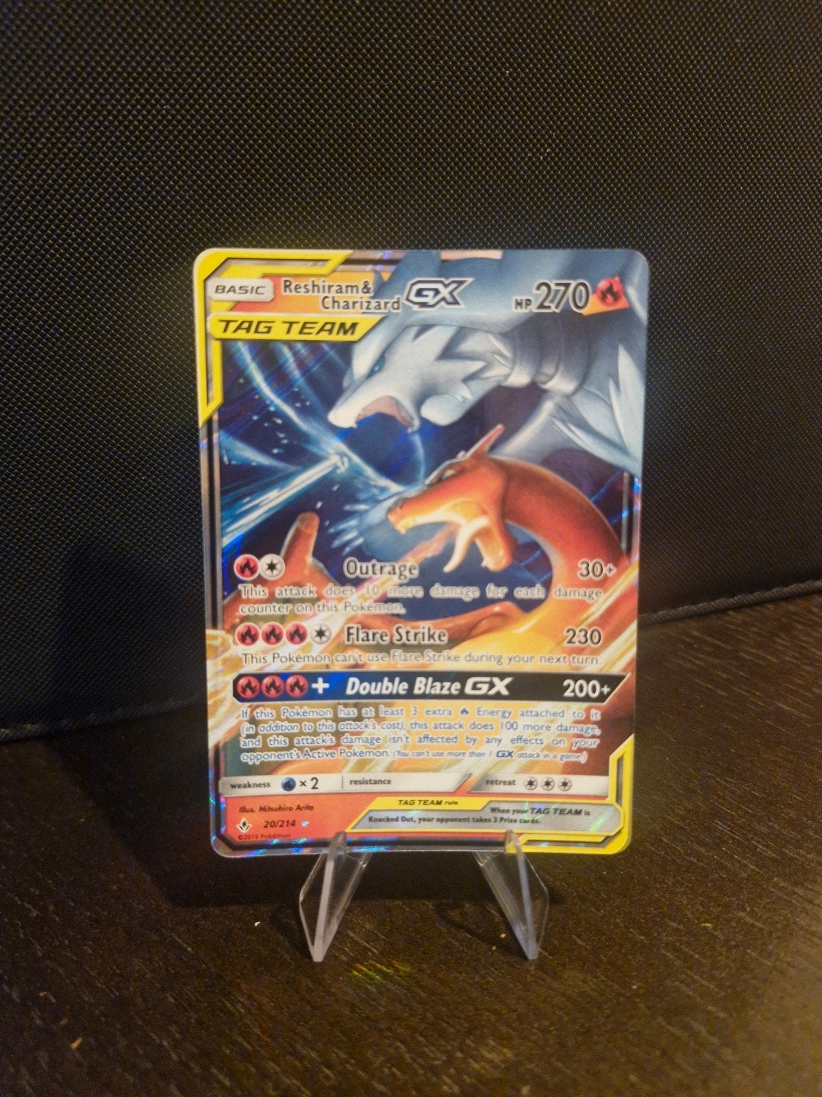 Pokémon Kaart: Reshiram & Charizard GX TAG TEAM, Hobby en Vrije tijd, Ophalen of Verzenden, Zo goed als nieuw, Losse kaart, Foil