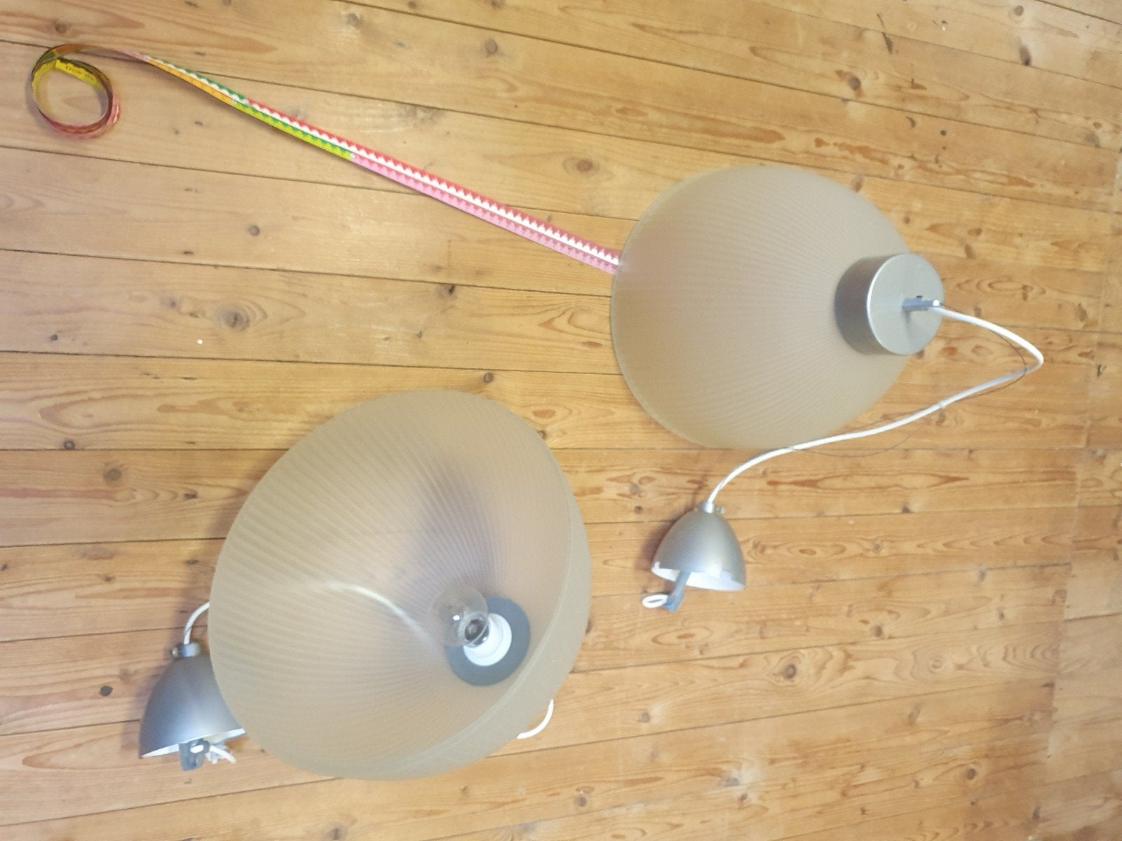 Set van 2 plafondlampen met melkglas kap, Ophalen, Minder dan 50 cm, Gebruikt, Glas