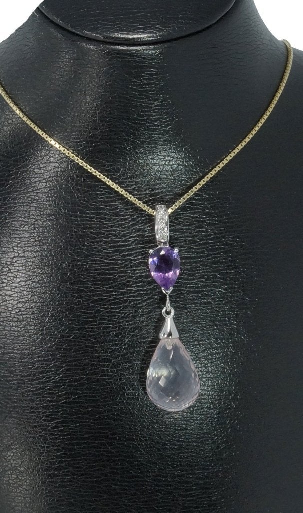 Diamanten bergkristal luxe 14k ketting hanger goud briljant, Voordeelsieraden, Ophalen of Verzenden, Zo goed als nieuw, Met edelsteen
