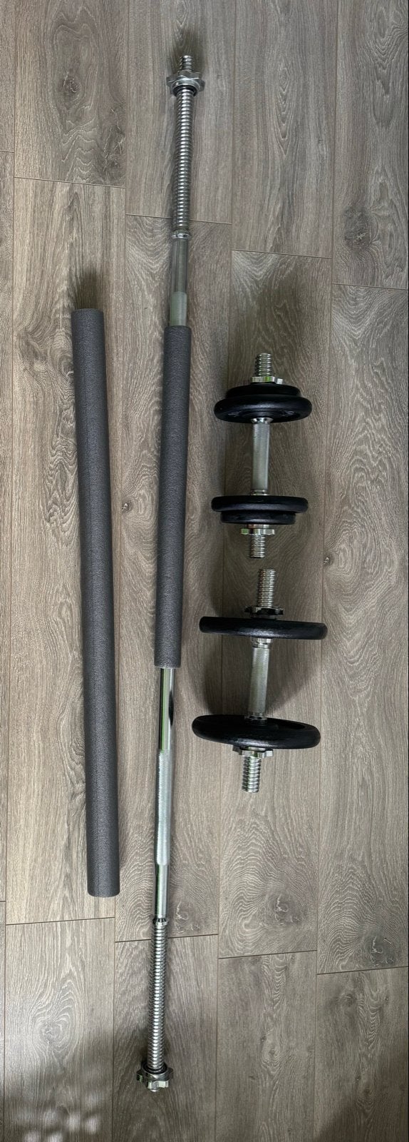 Tunturi Halterset met 2x 5kg, 2x 2.5kg, 2x 1.25kg gewichten, Sport en Fitness, Ophalen, Zo goed als nieuw, Benen, Halterset
