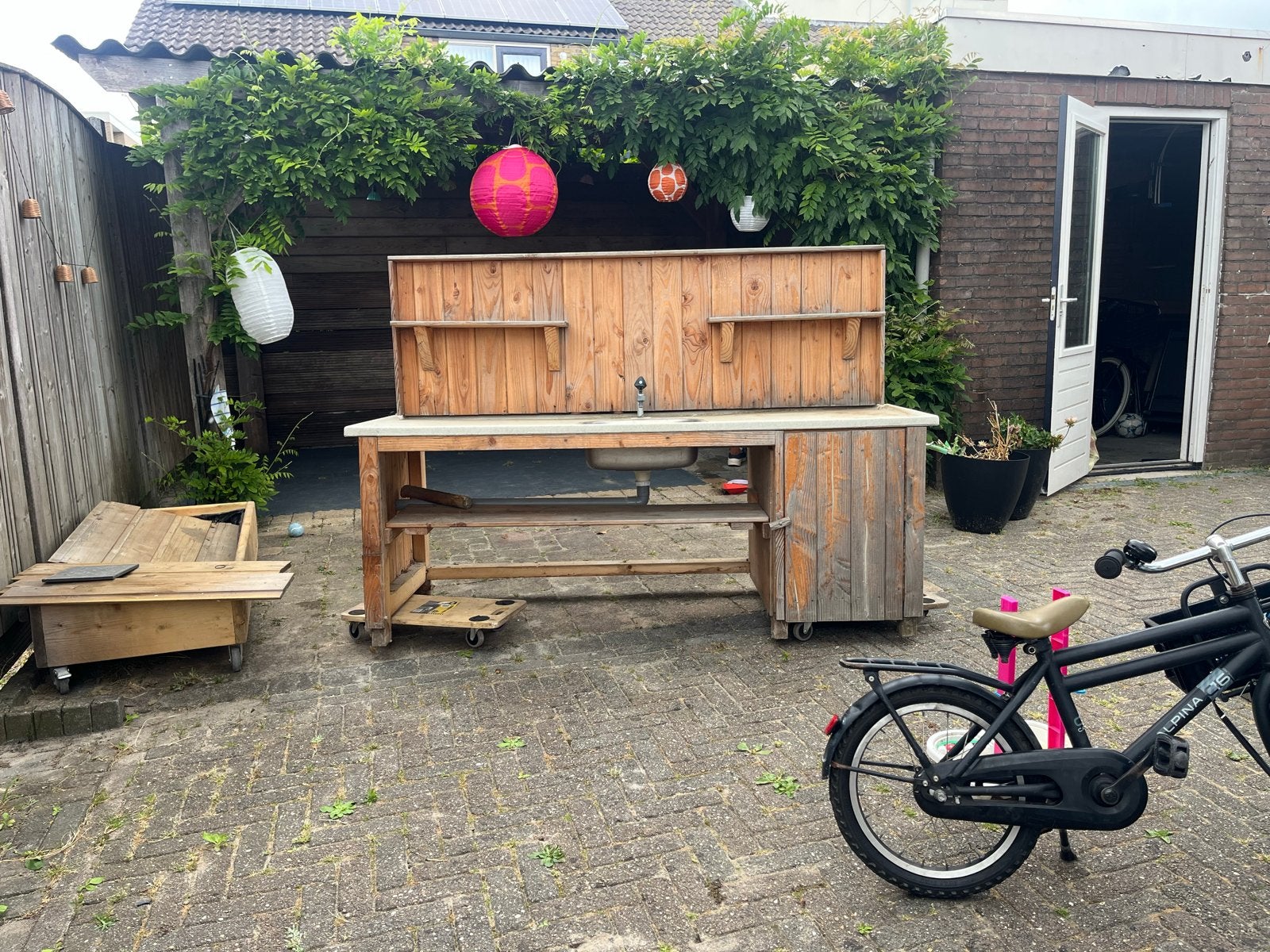 Houten water- en modderkeuken voor kinderen, Kinderen en Baby's, Ophalen, Gebruikt, Zandbak