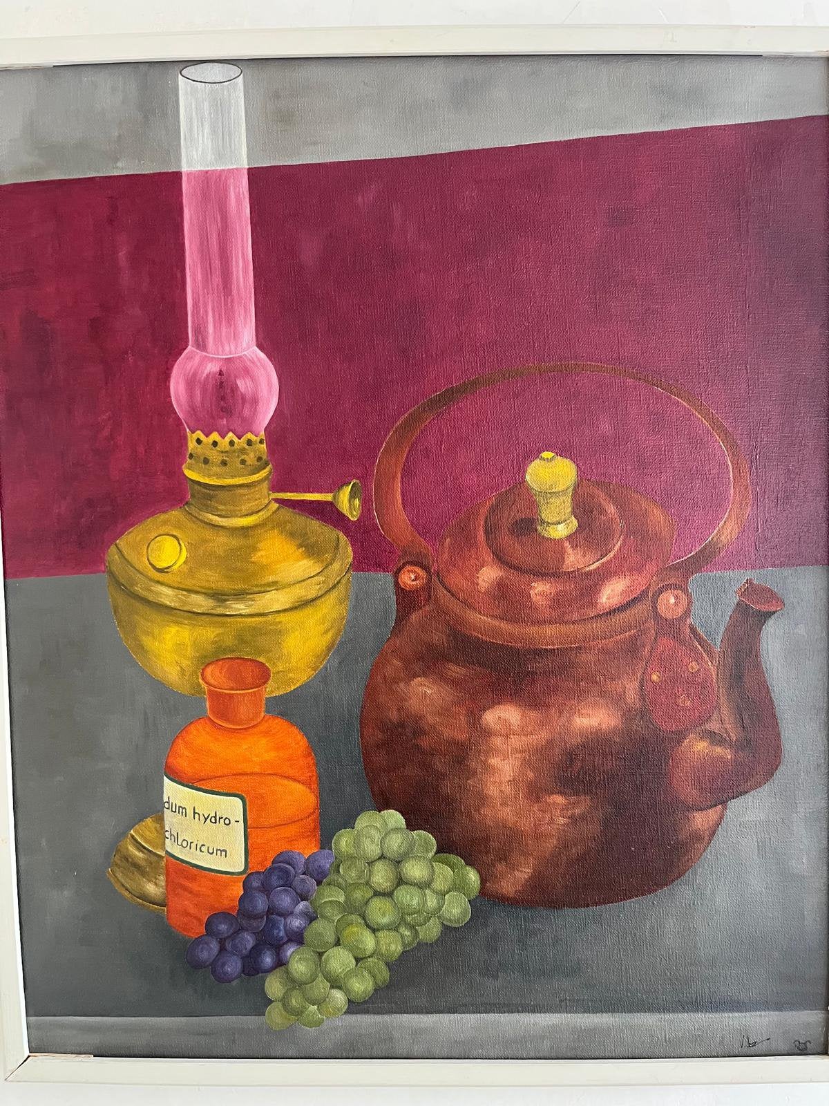 Olieverfschilderij stilleven met koperen ketel, Ophalen