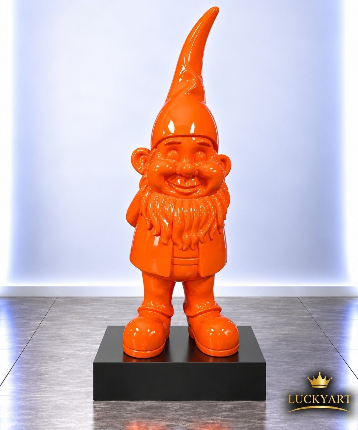 Oranje Kabouter met Puntmuts – 95 cm – Polyester Beeld, Ophalen, Nieuw, Kunststof, Tuinkabouter