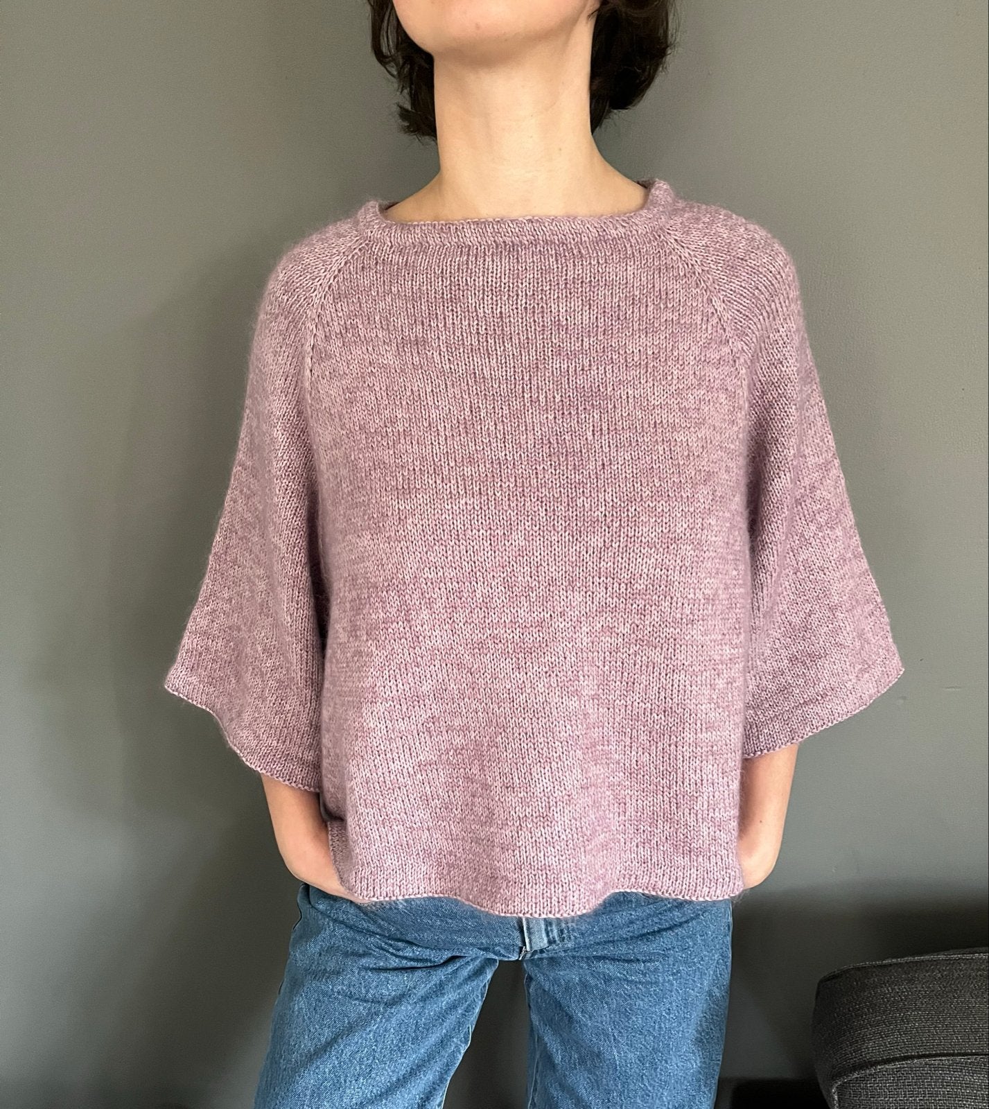 Handgebreide lavendel trui - Merino & Kid Silk Mohair, Ophalen of Verzenden, Nieuw, Maat 38/40 (M), Paars