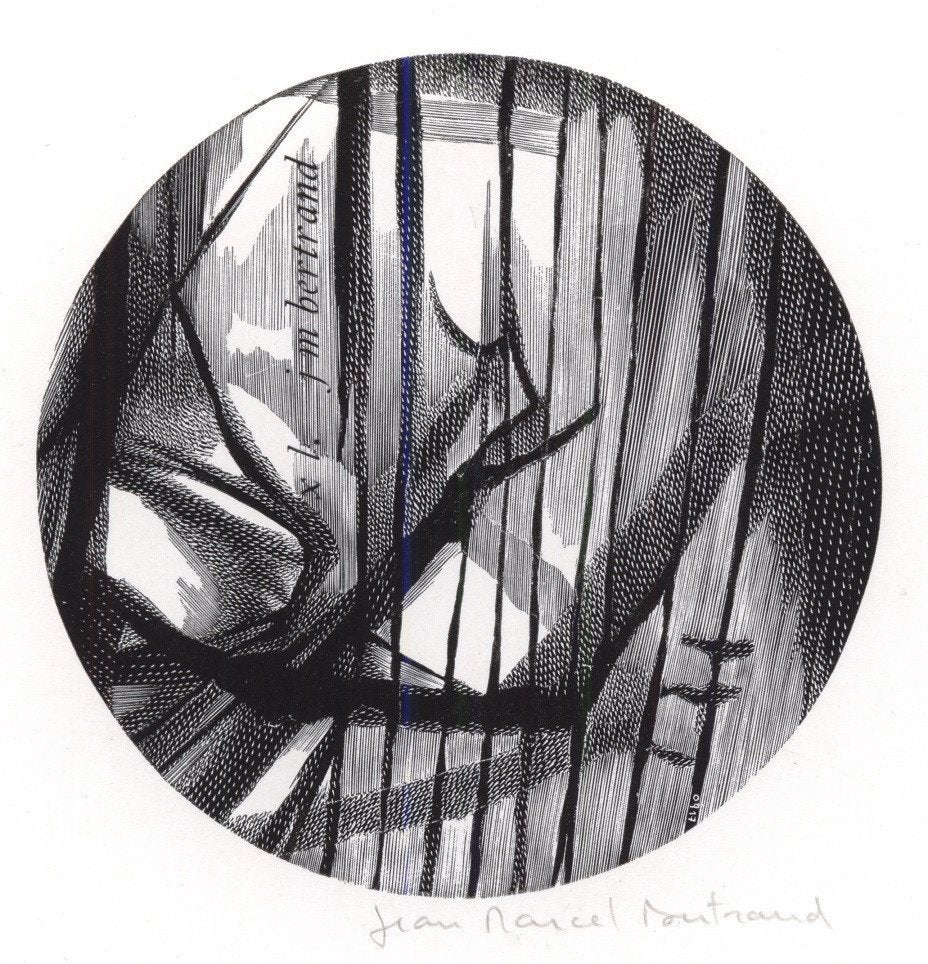 0081 Ex Libris Frankrijk : Jean Marcel Bertrand, 1988, Antiek en Kunst, Verzenden, Ex libris