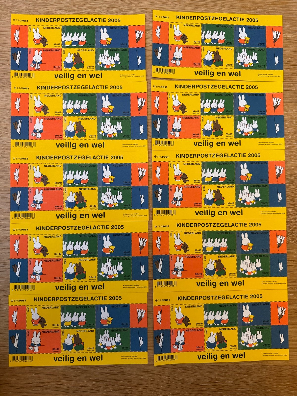 KINDERPOSTZEGELACTIE 2005 - Veilig en Wel (10 vellen), Ophalen of Verzenden, Na 1940, Postfris