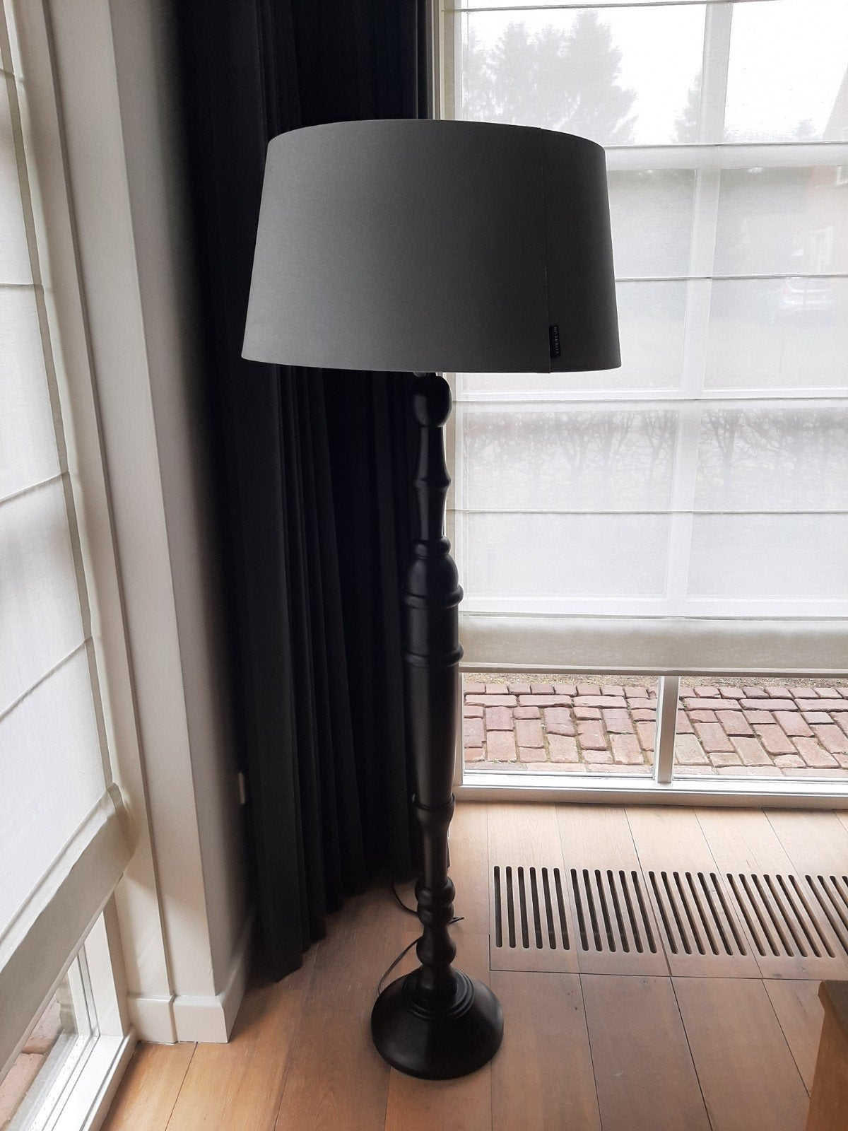 Riverdale staande lamp met grijze kap, Ophalen, E27 (groot), Zo goed als nieuw, 150 tot 200 cm