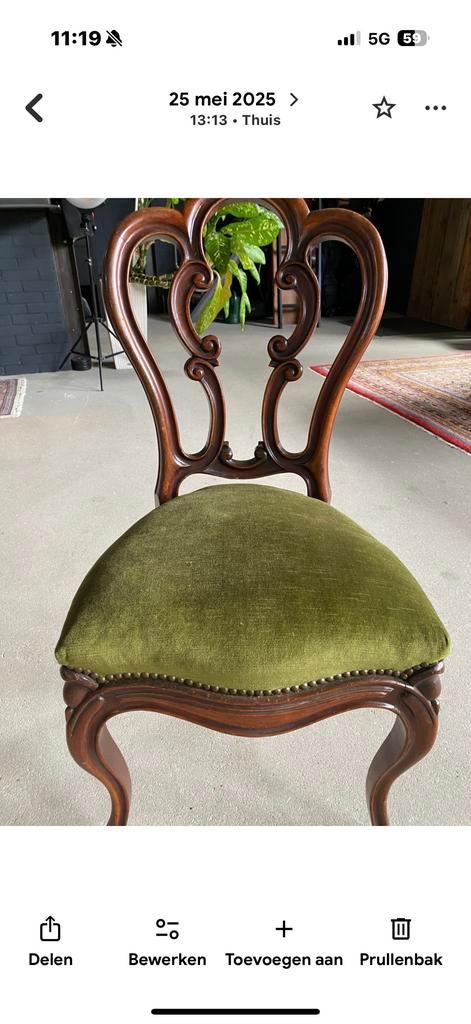 Antieke biedermeier tafel met 6 stoelen, Ophalen of Verzenden