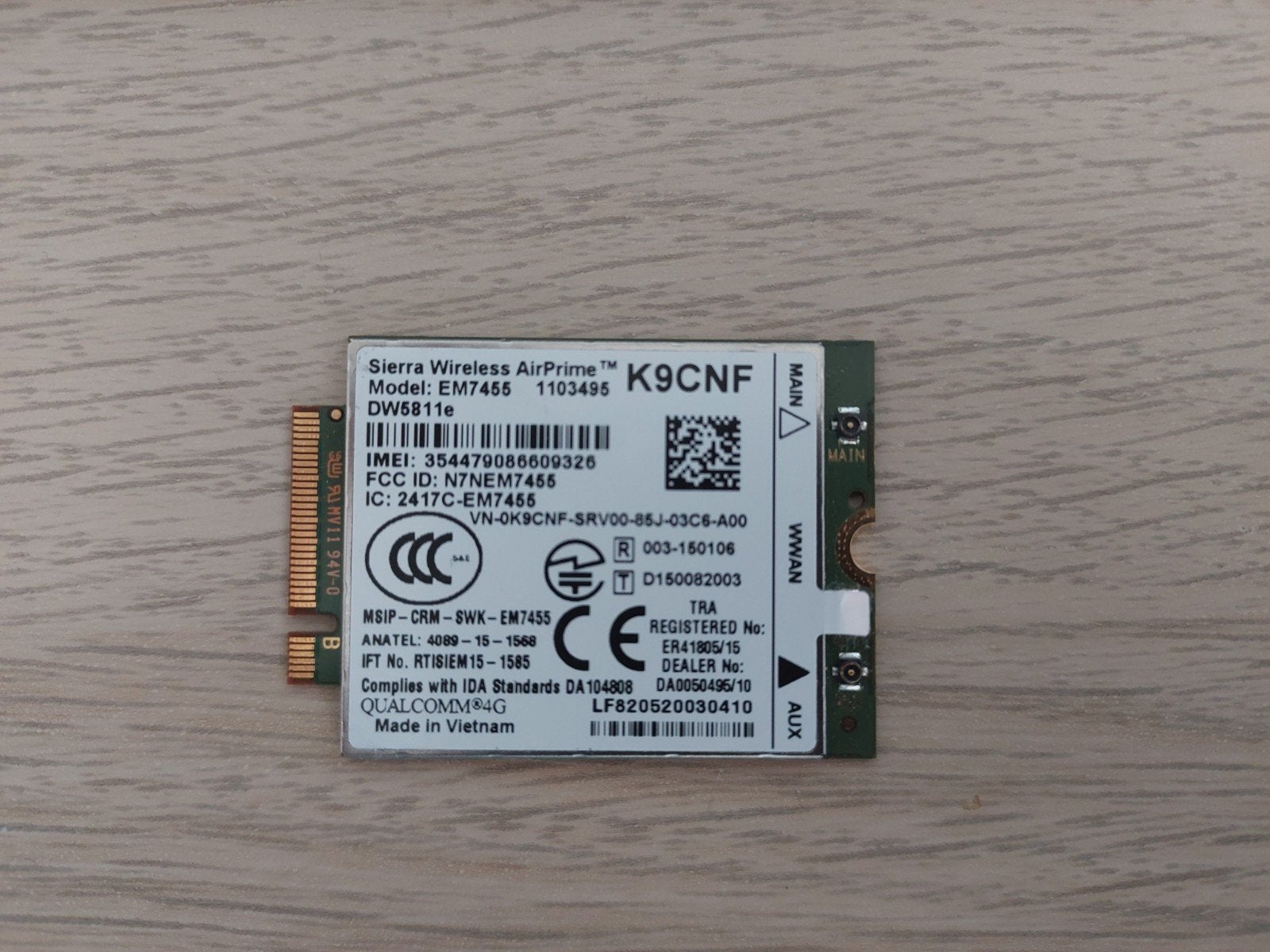 Sierra Wireless AirPrime 4G M.2 WWAN LTE Cat. 6 SIM kaart, Computers en Software, Intern, Qualcomm, Ophalen of Verzenden, Zo goed als nieuw