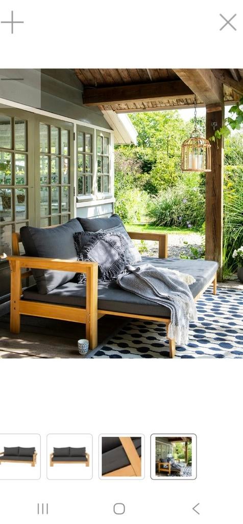 Loungebank/ligbed voor 2 personen, Tuin en Terras, Tuinsets en Loungesets, Gebruikt, Hardhout, Loungeset, Bank